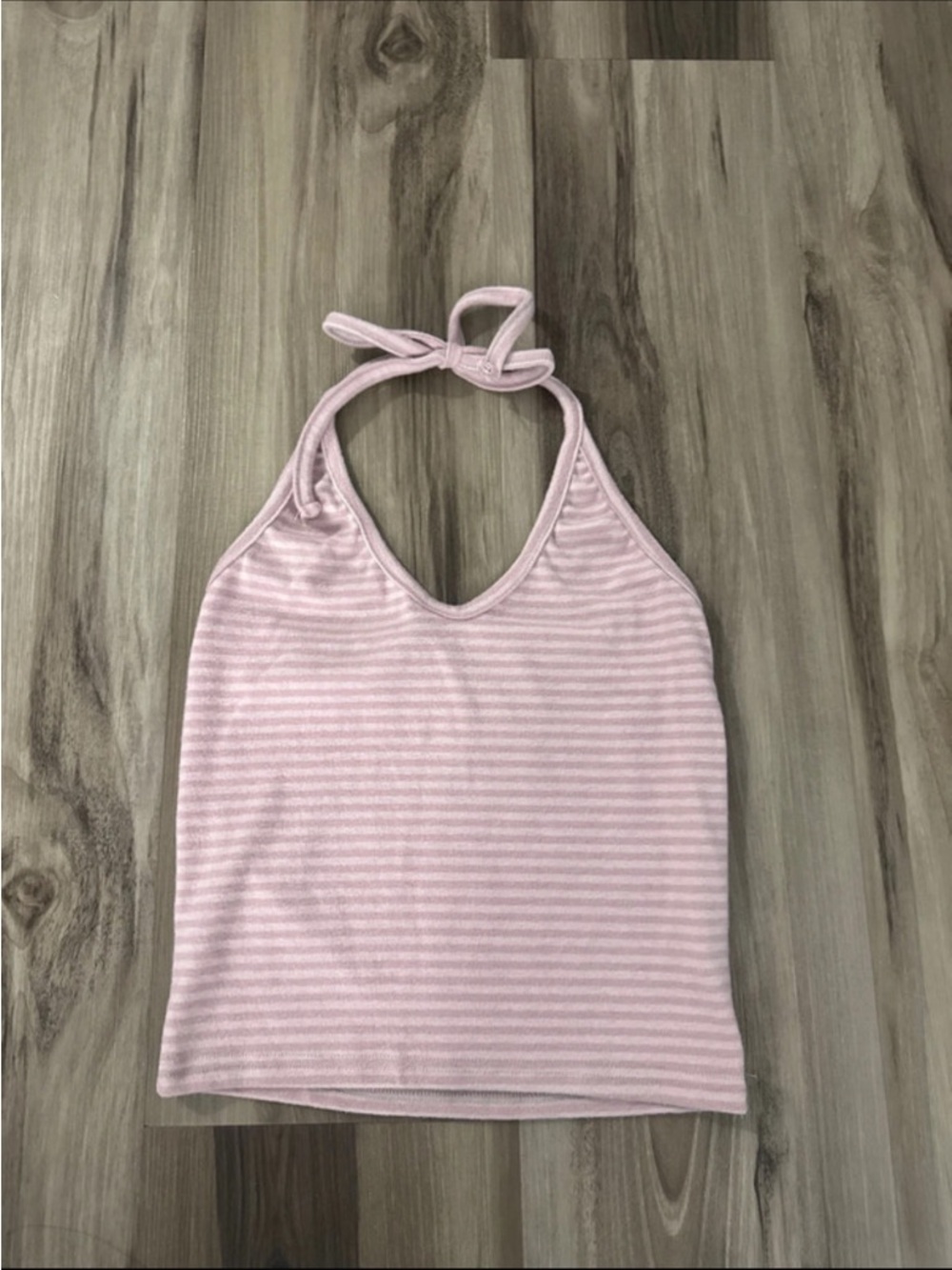 Pink Striped Halter Tank Top